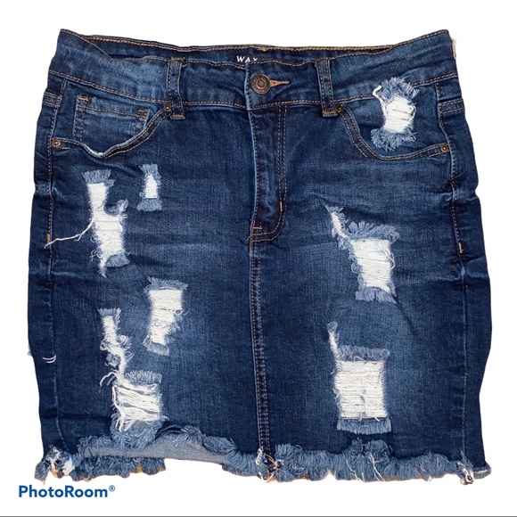 Wax Jeans Distressed denim Skirt M